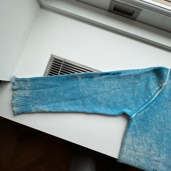 R13 Faded Cashmere Crewneck Sweater baby blue...like new - Picture 4 of 12